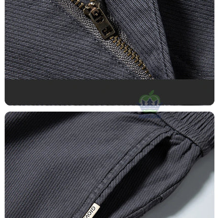 Autumn Winter Cotton Fabric Stretch Casual Pants Men Slim Fit Grey Black Korea Work Classic Brown Cargo Trousers Male 28-38