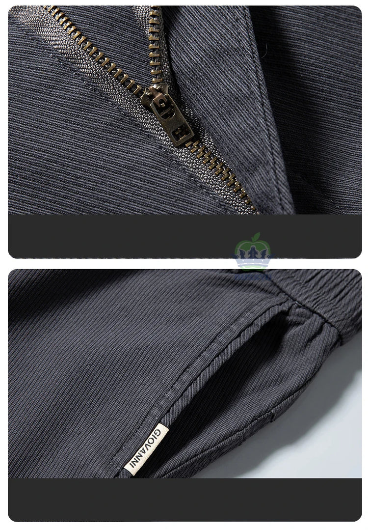 Autumn Winter Cotton Fabric Stretch Casual Pants Men Slim Fit Grey Black Korea Work Classic Brown Cargo Trousers Male 28-38