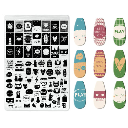 Flowers Love Nail Stamping Newspaper Splice Theme Irregular Stamping Plates Letter Nail Art Printing Stencil Tool Big Size Tools