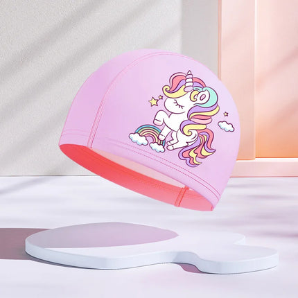 Bonnet de bain pour filles, dessin animé mignon, étanche, protection des oreilles, haute élasticité, chapeau de natation pour enfants, garçons, accessoires de natation pour bébés