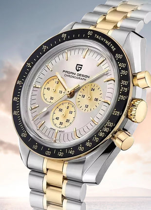 Nuovo Orologio da Uomo PAGANI DESIGN Gold Moon 2026, Cronografo Sportivo al Quarzo VK63, con Vetro Zaffiro AR, Impermeabile, Luminoso, in Acciaio Inossidabile, Lunetta in Ceramica, Regalo