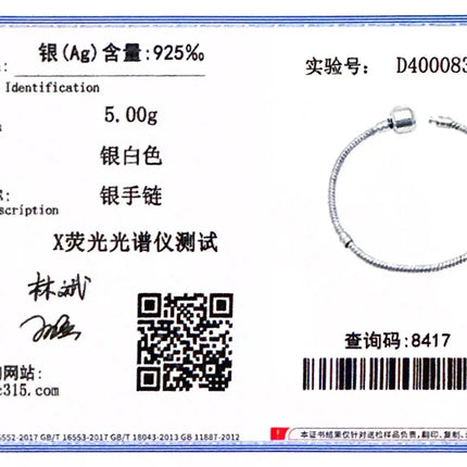 Famous Brand Original Certified 925 Sterling Silver Bracelet for Women DIY Charms Beads Snake Link Chain Classic Wrist Jewelry PlatiNum