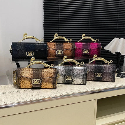 New Ladies Metal Buckle Simple Fashion Shoulder Bag Party Commuting Bag Women Luxury Brand Design PU Leather Bag PlatiNum