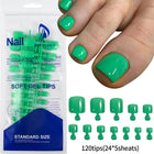 120pcs/Box French Tip Press-On Toenails Pink Color System Square Shape Foot Nails Short Length Glossy Finish False Toe Nails Set