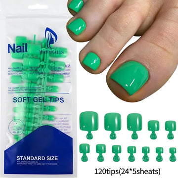 120pcs/Box French Tip Press-On Toenails Pink Color System Square Shape Foot Nails Short Length Glossy Finish False Toe Nails Set