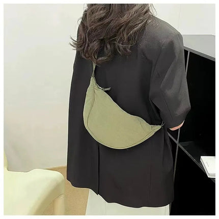 Simple Design Women's Messenger Bag Fashion Ladies Nylon Hobos Small Shoulder Bags Vintage Female Girls Purse Cloth Handbags PlatiNum