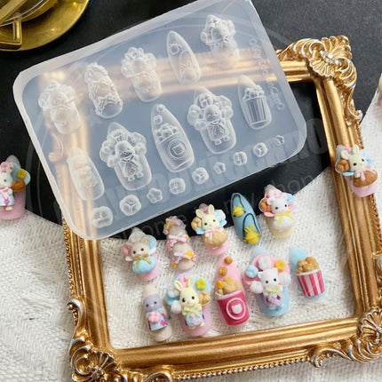 1pc Lace  Ice Cream  3D Acrylic Mold Tamagotchi Nail Art Decorations Candy Wing DIY Design Silicone  Nail Art  Nails  Mold