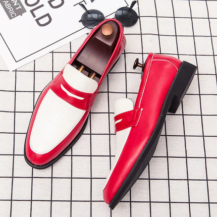 Moda Bianco Rosso Blu Mix Patchwork Scarpe casual per uomo Designer Penny Mocassini Abito da ballo formale per matrimonio Calzature per ritorno a casa