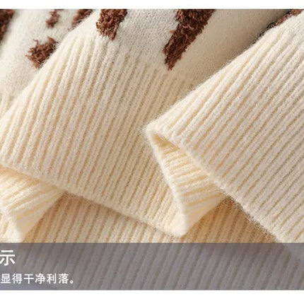 Harajuku Sweater Men's Y2K Knitted Printing Sweater Men's Wool Pullover Men's Retro Knitted Color Block Tops