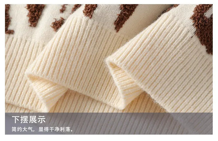 Harajuku Sweater Men's Y2K Knitted Printing Sweater Men's Wool Pullover Men's Retro Knitted Color Block Tops
