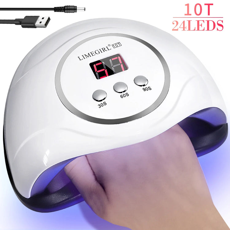 LIMEGIRL Professional Nail UV Lamp Manicure Nail Dryer Lamp LED for UV Gel Polish Drying LED UV Gel Nail Machine Smart Sensor USB Plug