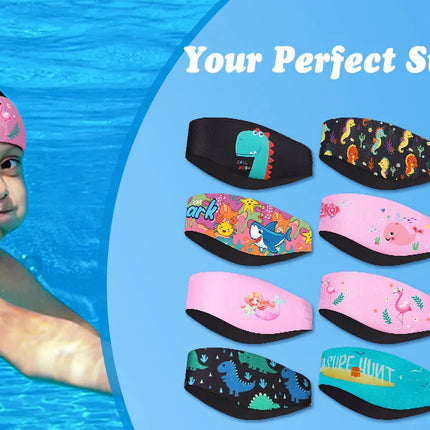 MoKo Fascia per nuoto per bambini Adulti Bambini Neoprene Simpatici nuotatori Fascia per capelli impermeabile per orecchie per uomini e donne
