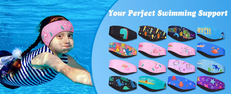 MoKo Fascia per nuoto per bambini Adulti Bambini Neoprene Simpatici nuotatori Fascia per capelli impermeabile per orecchie per uomini e donne
