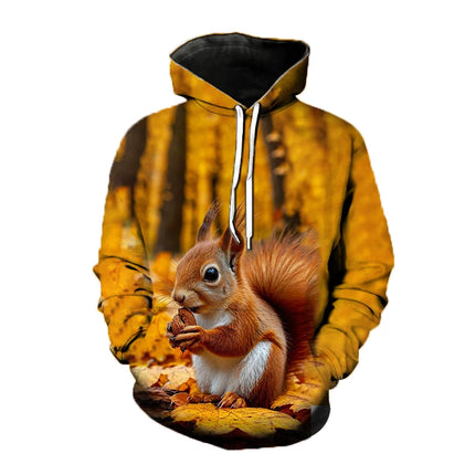 Squirrel Animal 3D Print Hoodies Men's Women Hip Hop Hooded Sweatshirts Harajuku Pullover Street Tracksuit Unisex Coat Clothing