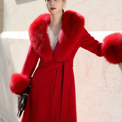 Luxury 2025 Real Fox Fur Collar And Cuffs Set for Women Winter Neck Warmer Fashion Scarf ShawlS Wrap Combo Large Size Furry Fur
