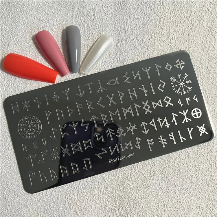 Gothic Cross Nail Stamping Plate Dark Rosary Cross Stainless Steel Punk Nail Art Stencil for DIY Manicure