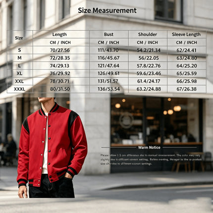 Men Color Block Varsity Jacket Fleece Lined Long Sleeve Button Baseball Coat Retro Swag Streetwear Casual Outerwear Y2K Clothes