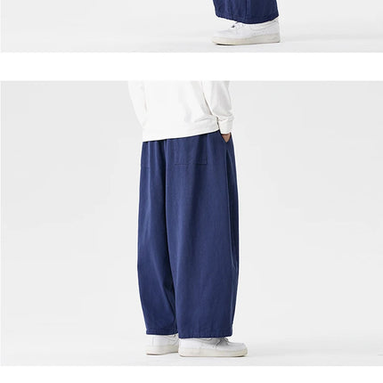 Pantaloni a gamba larga da uomo comodi da indossare Pantaloni casual Pantaloni Harun giapponesi Pantaloni sportivi con coulisse a lanterna da uomo Taglie forti