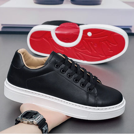Hot Men's Casual Shoes Leather Sneakers Fashion White Black Male Vulcanized Shoes Non-slip Soft Men Shoes Lightweight Flat Shoe