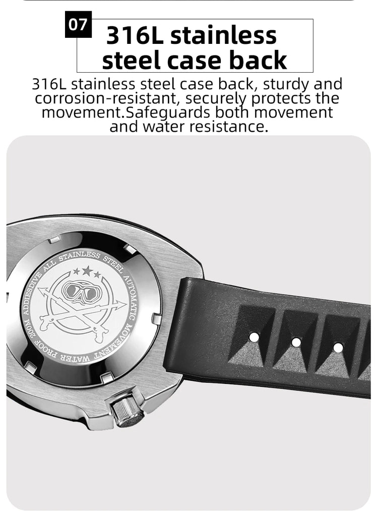 ADDIESDIVE Luxury Men's Automatic Watch Ceramic Bezel Sapphire Glass 200m Waterproof Ultra Bright Blue Luminous Diving Watch