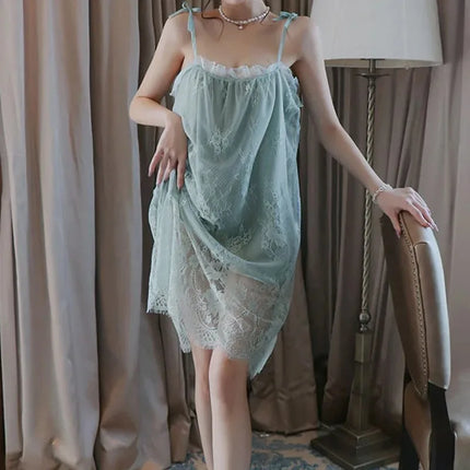 Plus Size Lingerie Babydoll in pizzo Chemise Camicia da notte Camicia da notte in rete Indumenti da notte Slip Camicia da notte Regali di San Valentino per le donne