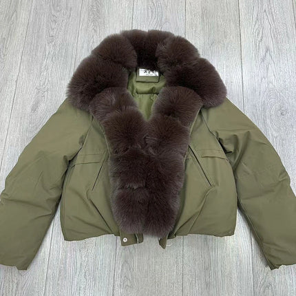 ZADORIN 2026 Detachable Faux Fur Collar Short Parka Winter Jackets Women Elegant Loose Cotton Padded Outerwear Warm Women Coats