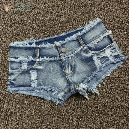 Sexy Charming Button Low Waist Denim Shorts Women Clothing Fashion Jeans Super Shorts NightClub DJ Pole Dance DS Party Hot Pants PlatiNum