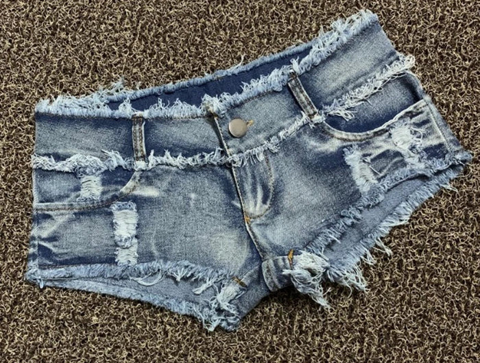 Sexy Charming Button Low Waist Denim Shorts Women Clothing Fashion Jeans Super Shorts NightClub DJ Pole Dance DS Party Hot Pants PlatiNum