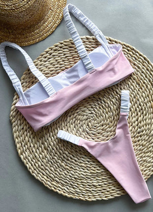 Splicing Micro Perizoma Bikini Donna Costumi da bagno a fascia Costume da bagno femminile Bikini a due pezzi Costume da bagno con taglio alto Swim Lady platinumshop