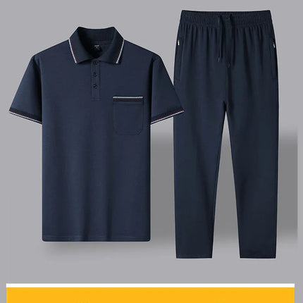 2024 Summer New Comfortable Soft Cotton Fashion Suit Men's Casual Relaxed Breathable Plus Size High Quality Sports Two-Piece Set PlatiNum