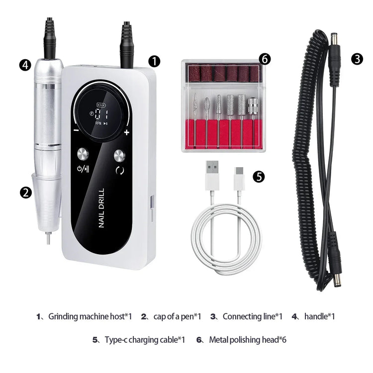 Wireless Portable Rechargeable Electric Nail Polishing Machine New Cordless Nail Surface Polisher Gel Nail Remover Professional Home Salon Manicure Pedicure Care Tool For DIY Nail Art Design