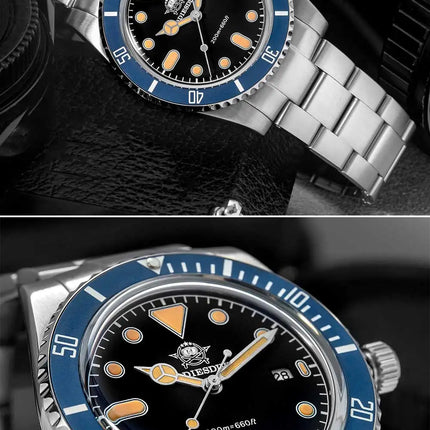 ADDIESDIVE Men's Gift Box Luxury Diver Watch Super Luminous Bubble Mirror Glass Quartz Watch 20Bar Ceramic Bezel Steel Watch