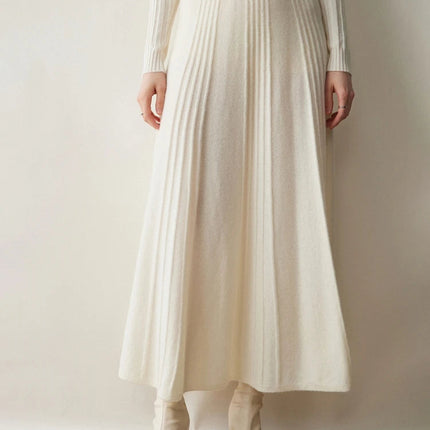 Women's Simple Loose Tight Waistbands Half-Length Skirt 100% Cashmere Autumn Winter Warm Soft Elegant Casual Fashion Bottoms PlatiNum