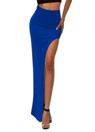 Gonne divise alla moda Gonne lunghe sexy da donna Gonna spaccata laterale aperta Gonna lunga a vita alta con spacco alto Nera
