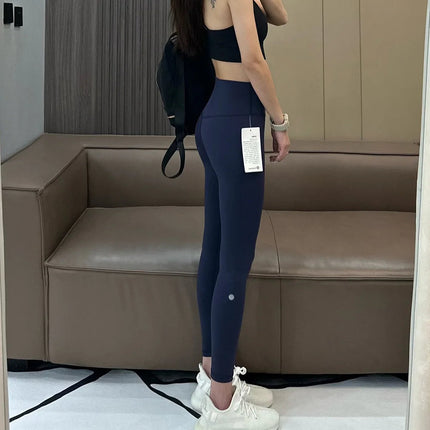 AL Women's High-Waist Airlift Yoga Leggings - Solid Color Tight Workout Pants for Pilates, Exercise & Street Style PlatiNum