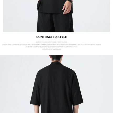 Camicie Estive 2026 da Uomo, Stile Cinese Retrò Tradizionale in Lino Traspirante, Abbigliamento Maschile per Kung Fu e Tai Chi, Bluse Casual Stile Tang