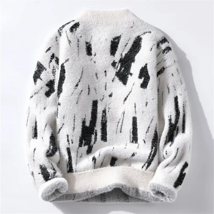 Autumn Winter Fashion Patchwork Knitted Sweater Men Youthful Vitality Streetwear Knit Pullovers Mens Slim Fit Y2K Sweater Tops