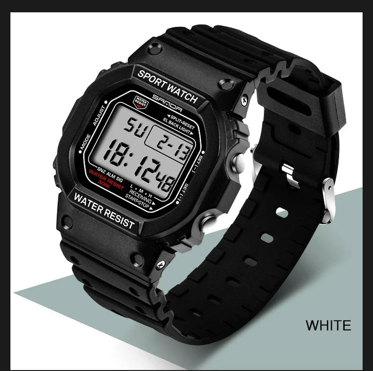 SANDA G Style LED Orologio digitale Unisex Antiurto Impermeabile Orologi sportivi Ragazzo Ragazza Cronometro Orologio elettronico a LED militare platinumshop