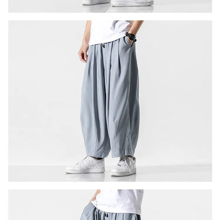 Pantaloni a Gamba Larga da Uomo Oversize Comodi Stile Harajuku Jogger Casual Moda Larga Elastico in Vita Streetwear