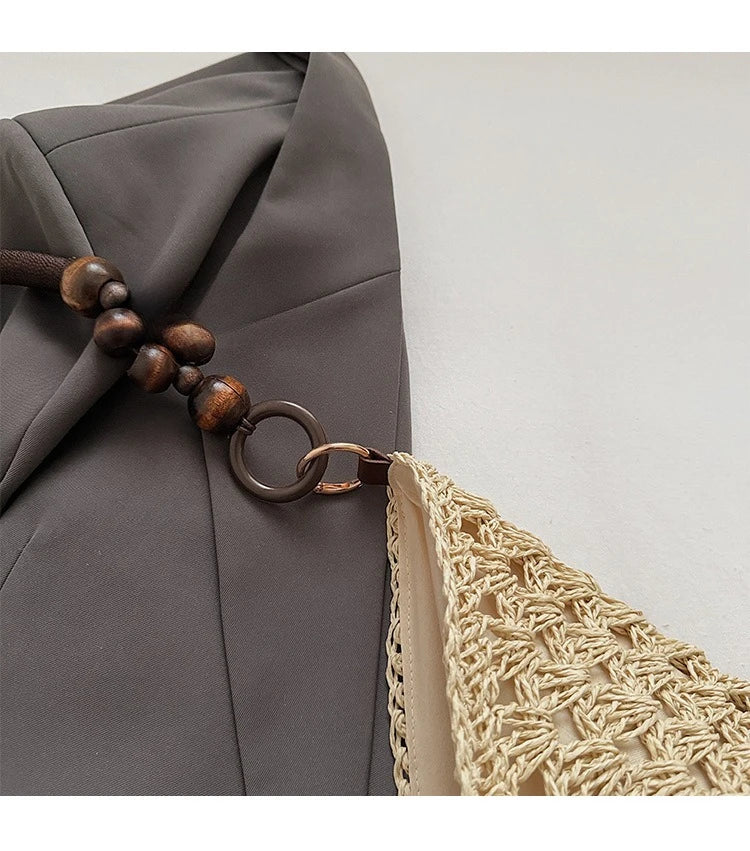 Borsa Tote da Donna in Paglia Intrecciata Grande Capacità, Borsa Estiva da Spiaggia per Vacanze, Borsa a Spalla alla Moda per il Pendolarismo