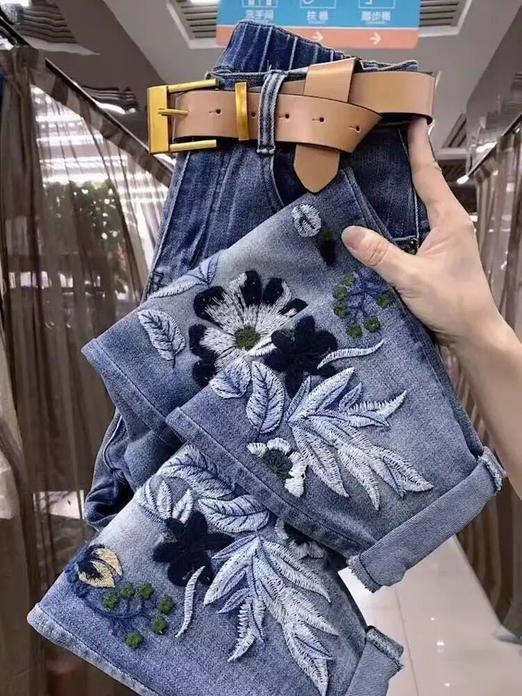 Elastico in vita Primavera e autunno Nuovi jeans a vita alta Pantaloni Harlan larghi e sottili da donna Pantaloni versatili da donna Jeans blu