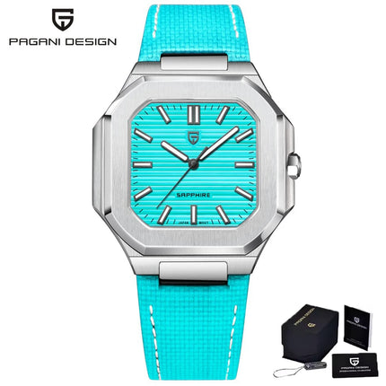 PAGANI DESIGN 37MM Orologio al Quarzo di Alta Gamma, Quadrato, Semplice ed Elegante, con Cristallo Zaffiro, Cassa in Acciaio Inossidabile, Regalo per Uomo
