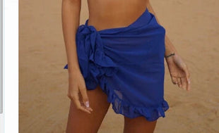Costume da bagno donna Bikini covers-Up gonna estate tinta unita Beach Wrap gonna costumi da bagno donna Ruffles Trim Lace Up Sarong Cover Ups platinumshop