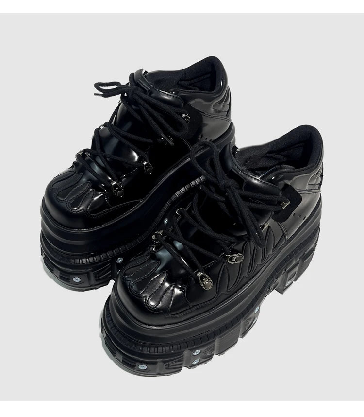 2025 Flame Babes Punk Wind Tank Muffin Women's Super High Heel Y2K Tide Match Handmade Platform Sneakers Shoes 12cm