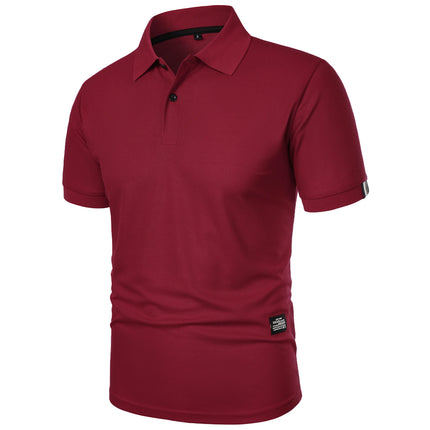 Men's Casual Short Sleeve Button-Up Lapel Solid Color T-Shirt