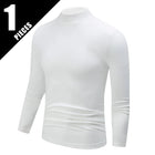 1/2piece Autumn And Winter Men's Semi High Neck Fashionable Base Long Sleeved Top Solid Color Casual Sports Fitness Warm T-shirt PlatiNum