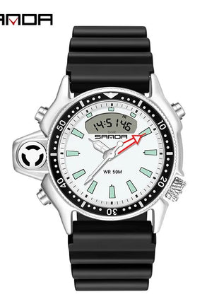 SANDA Sport orologio digitale al quarzo da uomo orologi subacquei creativi orologio da uomo con allarme impermeabile orologio con doppio Display Relogio Masculino platinumshop