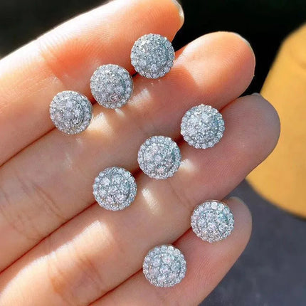 925 Sterling Silver Crystal Stud Earrings for Women Fashion Round Zircon Flower Earrings Jewelry Gifts PlatiNum