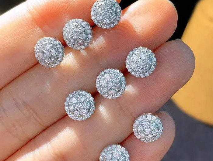 925 Sterling Silver Crystal Stud Earrings for Women Fashion Round Zircon Flower Earrings Jewelry Gifts PlatiNum