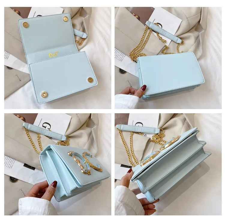 High quality fashionable women's bag hot selling chain bag trendy candy color small square bag for women PlatiNum